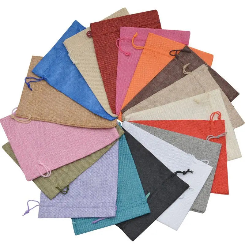 7*9cm Reusable Eco-Friendly Burlap Linen Jute Drawstring Packaging Bags for Candy Gift Jewelry-Custom Pouches