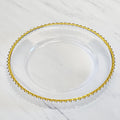 Wedding Banquet Decorative Plate Transparent Gold Rimmed Beaded Fruit Plate Charger Plates