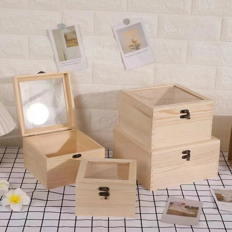 Chuanghua Custom Logo Cheap Wooden Box Hinge Lid Solid Pine Wood Keepsake Gift Boxes Wood Storage Box