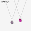 VIANRLA Jewelry Necklace Purple Stone Pendant 925 Sterling Silver 18k Gold Chain Dainty Jewelry