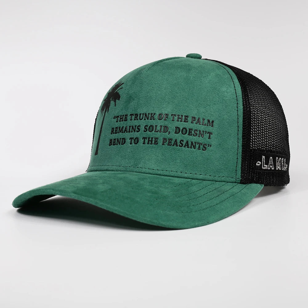 OEM Factory Custom Fashion Green Suede 5 Panel Mesh Cap 112 Style Men Sports Gorras TPU Patch Logo Trucker Hat