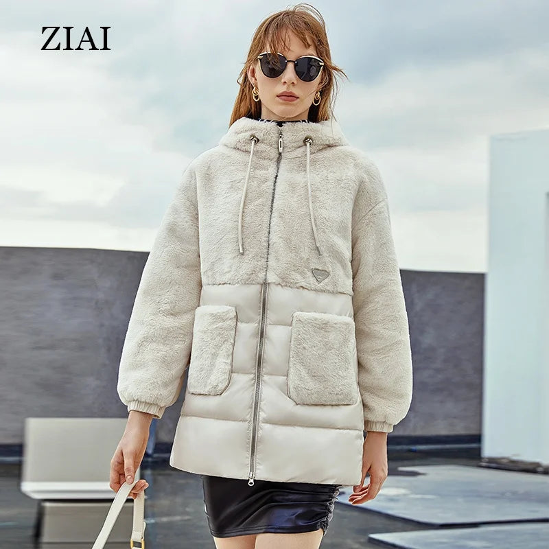 New Arrival Customized Women's Jacket Winter Fashion Rabbit Fur Design Casual Coat Wholesale Fleece Winter Coat
