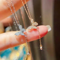 Huitan 2022 New Popular Butterfly Necklace Silver 18K Gold Plated Cubic Zirconia Tassel Butterfly Pendant for Women Girls