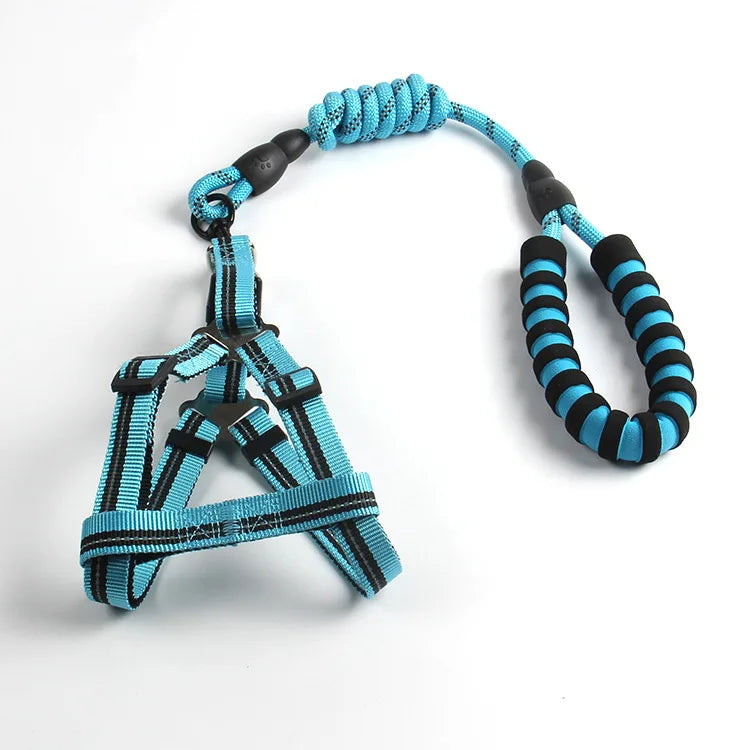 Maychan OEM ODM Reflective Adjustable Safety Escape Proof Nylon Pet Dog Harness with Rope Leash