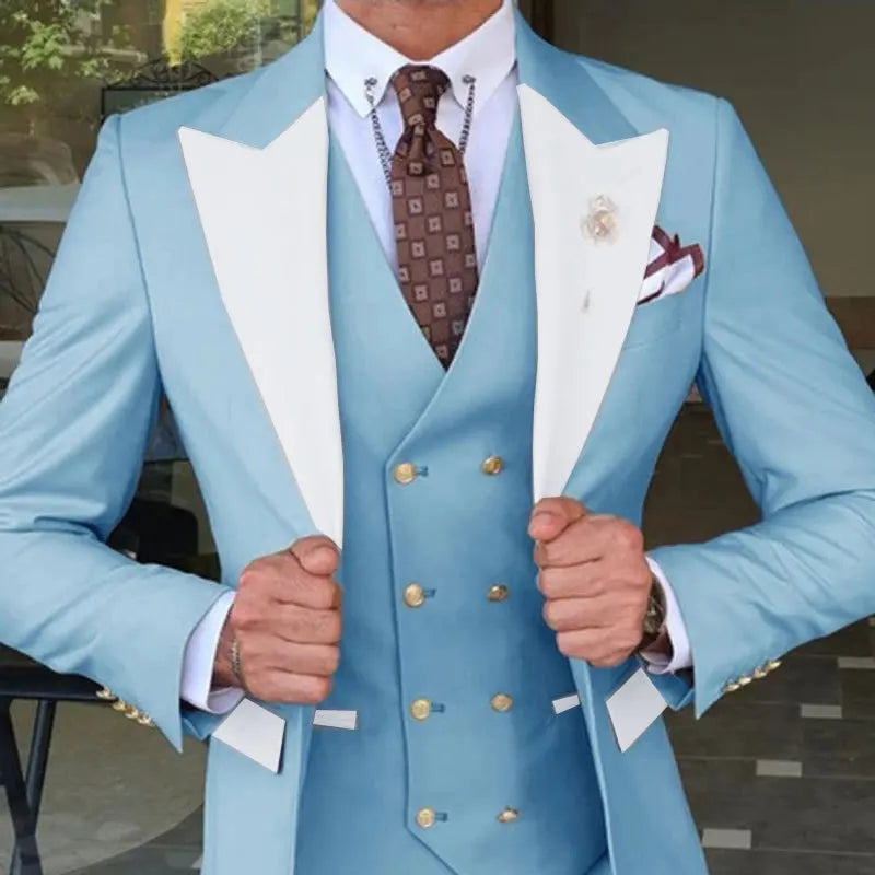 2023 New Suit Male Three-piece Bridegroom Best Man Wedding Big Size Suit Male Business