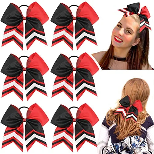 Wholesale 5 Inch Large Cheer Bows Elastic Ponytail Holders Grosgrain Ribbon Hair Bows for Girls Sports Cheerleading