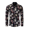 Men Cotton Long Sleeved Lapel Print Shirt