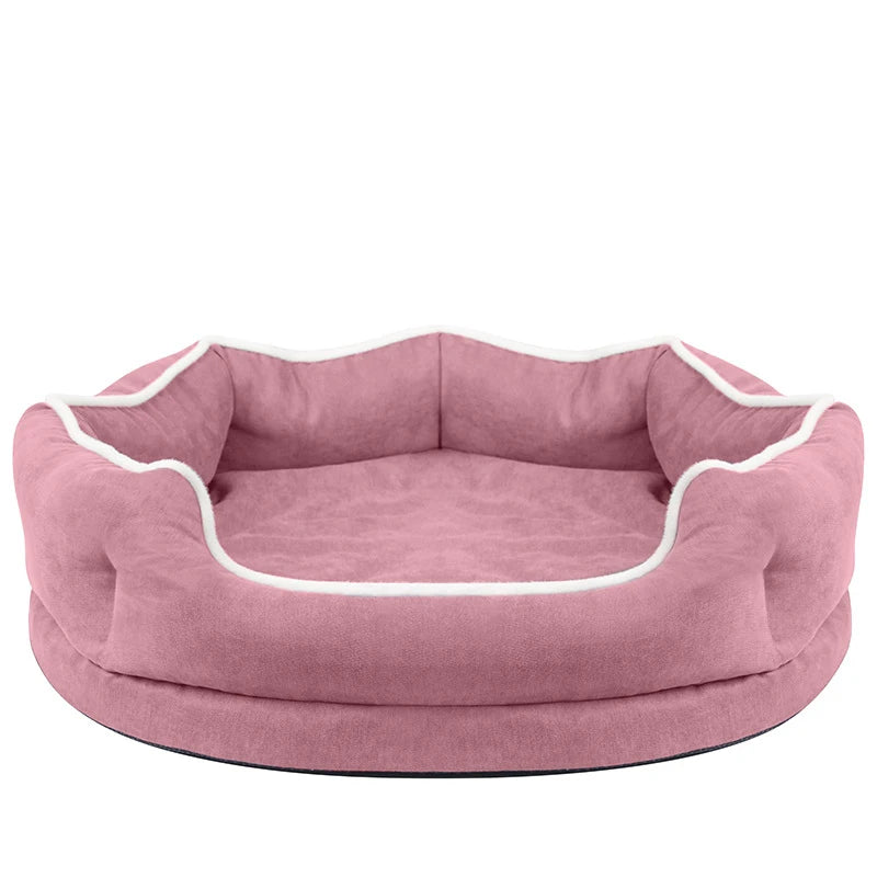 Large Velvet Pet Bed with Removable & Washable Memory Foam Soft Cat and Dog Mattress
