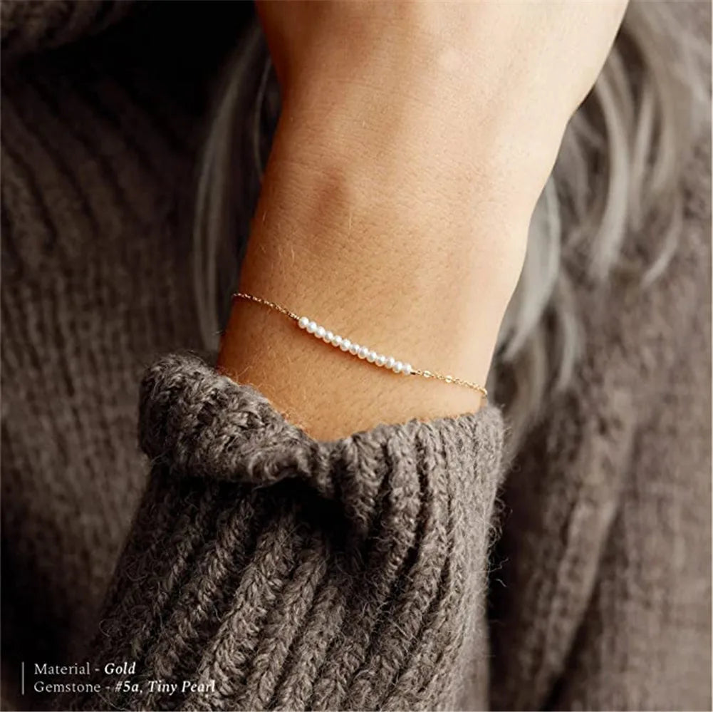 Simple Personality Creative Stainless Steel Adjustable Small Pearl Bead Bracelet Bracelet