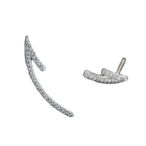 S925 Sterling Silver Earrings with Asymmetrical Diamond and Arrow Korean Fashion Zircon Main Stone Personality Jewelry