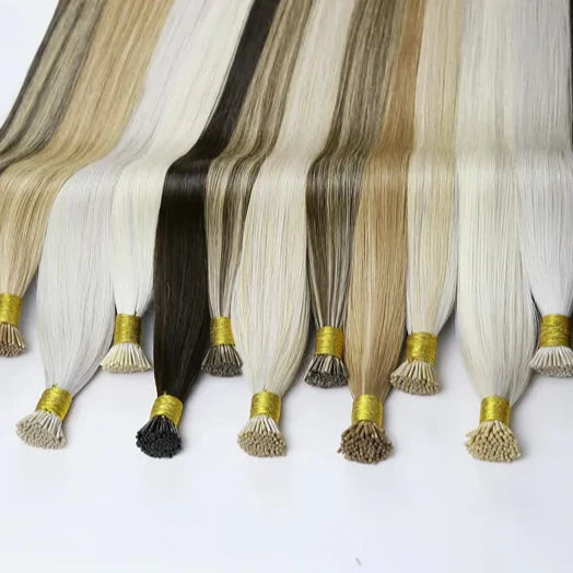 Italian Keratin Remy Double Drawn Virgin Hair Extensions Wholesale Pre-Bonded U Flat I Tips Dyed in Natural Wave Style Hot Sale