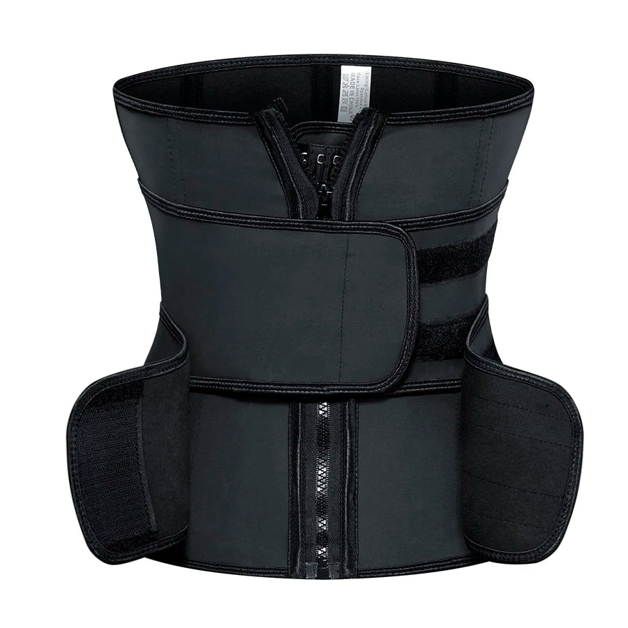 Private Label Logo Latex Double Belt Girdle Cincher s Waist Trainer Corset Shaper Zipper Hook Plus Size Compression Strap