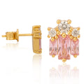 925 Sterling Silver Popular Irregular Geometric Stud Earrings Square Irregular Gilded Zircon Earrings