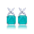 New Design Women Stud Earrings Petaloid Cubic Zirconia Earrings Fashion Gemstone Blue Paraiba Earrings