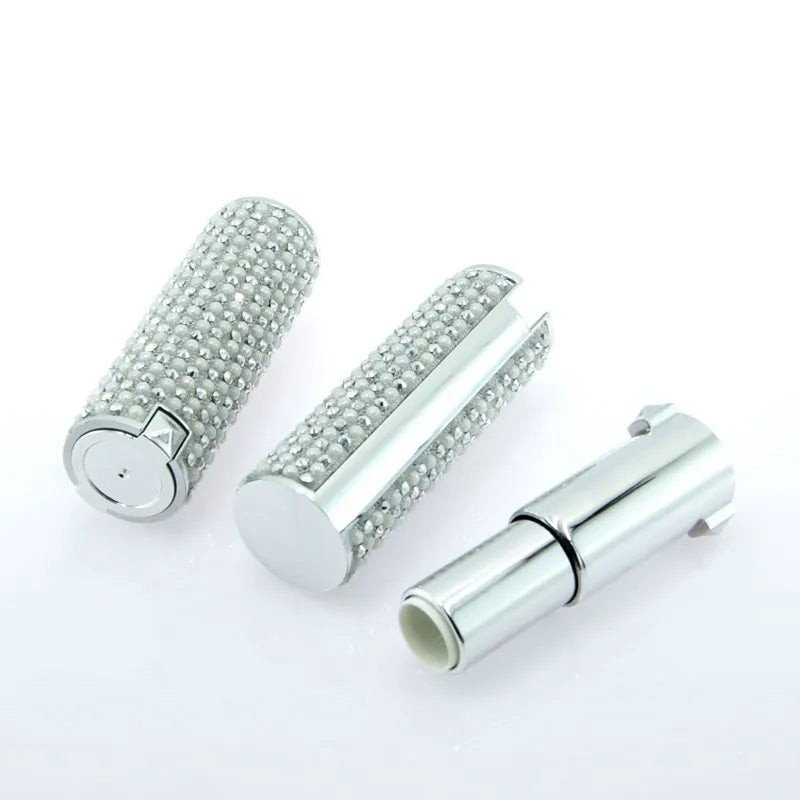 In Stock Ready to Ship Round Luxury Gold with Pearl Empty Plastic Lipstick Tube Makeup Packing Lipstick Packaging