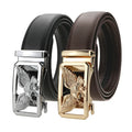 LQbelt Gold Eagle Men's Automatic Buckle Belt Leather Belts for Male Custom Logo Factory Ratchet Belt