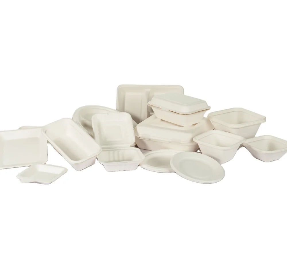 Bioleader PFAS Free Eco Friendly Disposable Biodegradable Luxury Food Grade Microwave Safe Fast Food Pulp Container Lunch Box