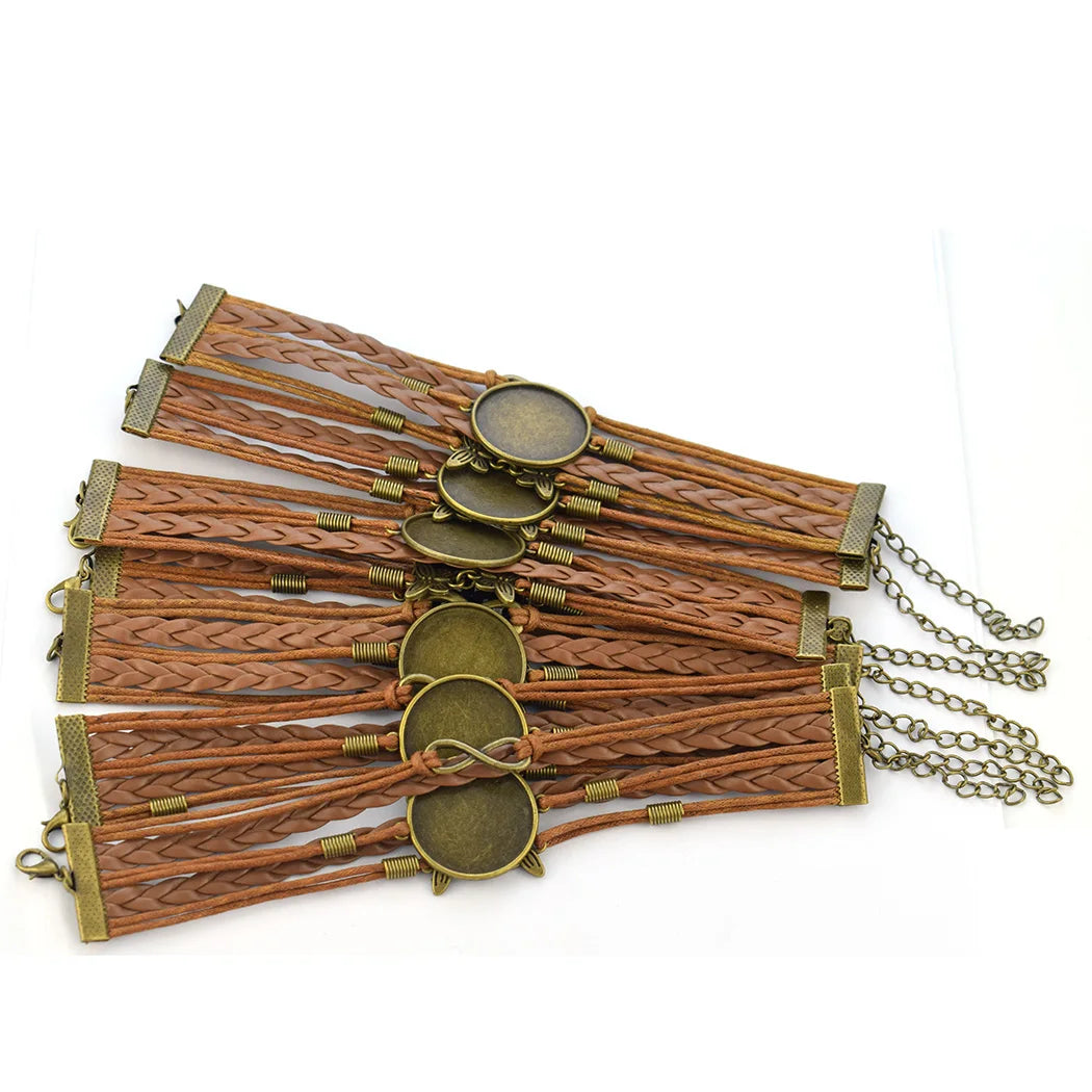Brown Artificial Leather Bracelet Blank for Setting Stone Bracelet Charms Wholesale DIY Making Jewelry Material Accessories