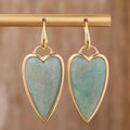 Dainty Earring Crystal Jewelry  Amethyst Moonstone Lapis Natural Stone Heart Earrings Girl Gift