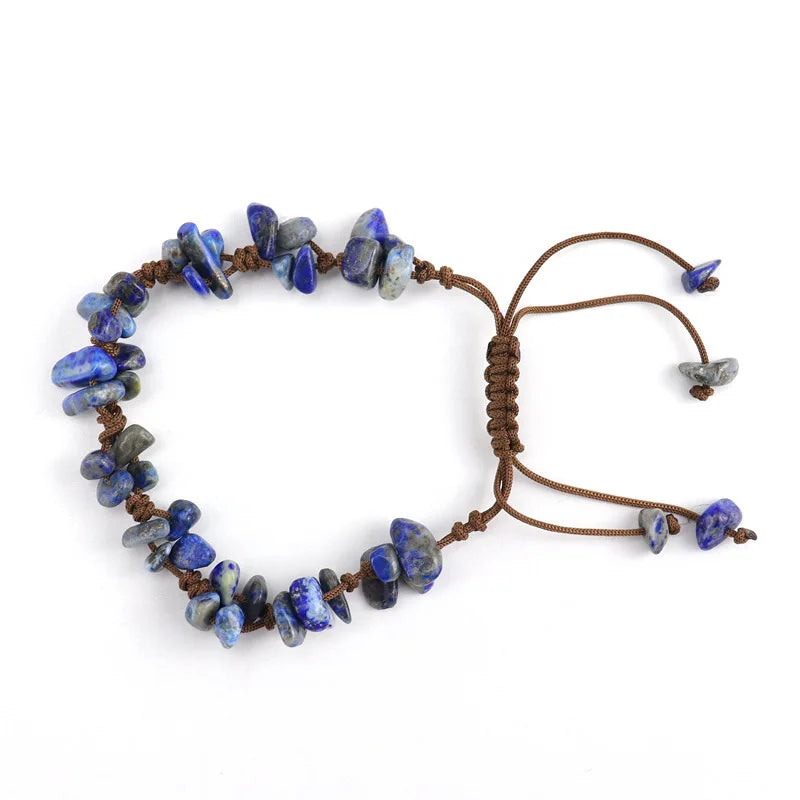Men's New Natural Crystal Agate Gravel Hand-Woven Adjustable Bracelet Plated Gold Pearl for Wedding With Diamond Main Stone