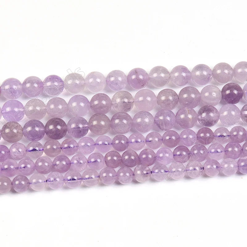 New Bulk 8MM Gemstone Brazilian Lavender Light Amethyst Beads Crystal Strands for DIY Bracelets Making 4 6 8 10mm Length 38CM