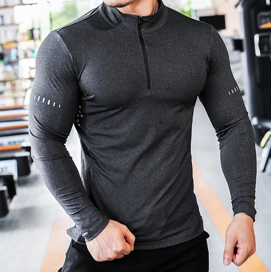 1/4 Quarter Zip Pullover Shirt Mens Performance GYM Golf Quick Dry Running Sport Shirts Active Athletic Long Sleeve Tops