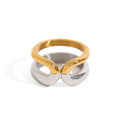 Personalized Stainless Steel Double Layer X Shape Ring Waterproof Tarnish Resistant 18k Gold Plated Two Tone Women Rings