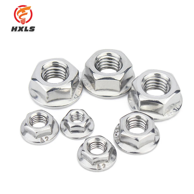 Hot Sale Multi Specification Hexagon Flange Nut 304 316 Stainless Steel M3 Thread Natural Color GB6923 Grade A2A4 Construction