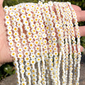 4-8mm Flower Lampwork Glass Flat Beads Round Spacer Loose Beads for Jewelry Making DIY Bracelet Crafts Findings Accessories