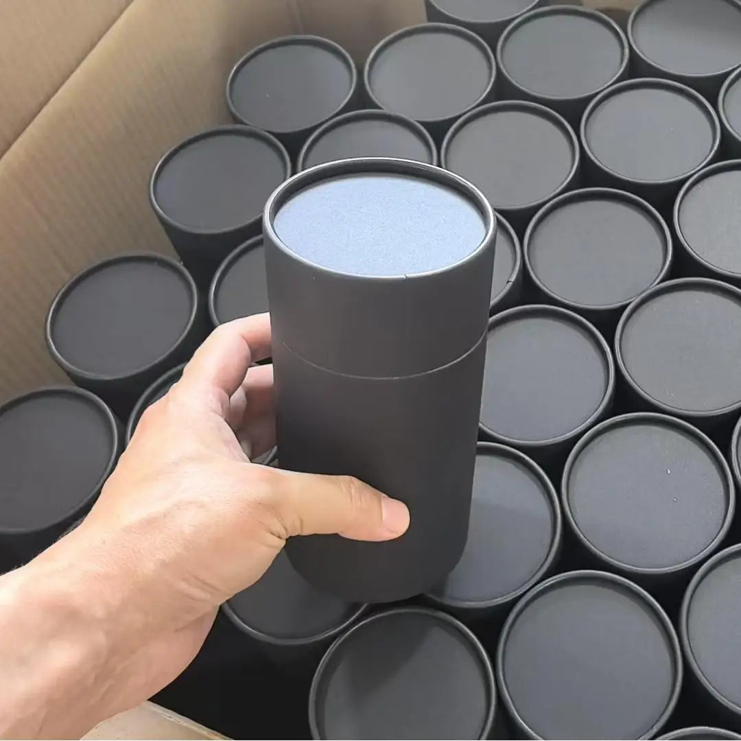 Printed Luxury Gift Cosmetic Box Cylinder Packaging Food Tea Coffee Candle Paper Tube Black Craft Kraft Cardboard Tube for Loose