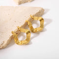 18k Gold Plated Textured Hoop Earrings Exquisite Stainless Steel Vintage Earrings Hoop Earrings for Women Fine Jewelry