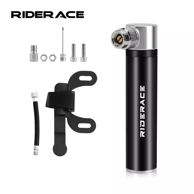 RIDERACE 100PSI Portable Mini Bicycle Pump Aluminum Alloy MTB Road Bike Pump Ball Tire Inflator Schrader Presta Valve Cycling