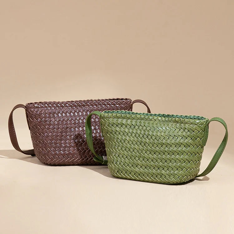 New Simple Korean Niche Design Hand-woven Bag Casual Lightweight Shoulder Messenger Bag Fashion Retro Small square Bag