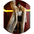 Top Smooth Long Fur Luxury Thick Full Length Long Golden Real Fox Fur Coat