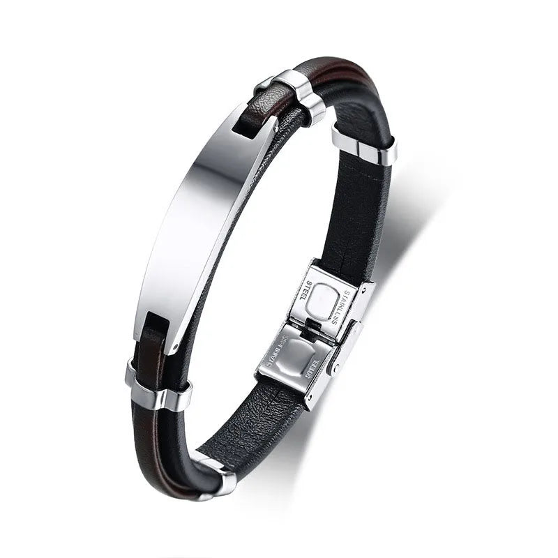 Trendy High Quality Multilayer Braided Men Genuine Leather Bracelet Stainless Steel Magnetic Clasp Charm Bangles Jewelry