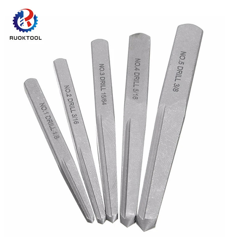 5Pcs 3-18Mm Extractor De Tornillos Screw Broken Bolt Square Type Damaged Screws Extractor Kit