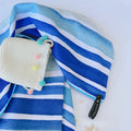 Ready to Ship Tesalate Stripe Style Quick Dry Recycled Plastic Suede Microfiber Waffle Sand Free Beach Towel with Zipper Bag