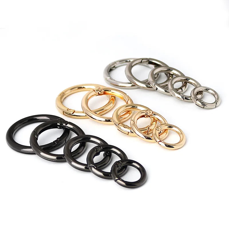 Round Snap Hook O-ring Spring Door Buckle Handbag Buckle Round Spring Carabiner for Keychain Woman Bag Accessories