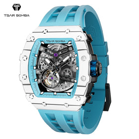 For Men's Automatic Mechanical Tonneau Watch Sapphire Crystal Water Resistant Luminous Diver Analog Fashion Casual Rubber