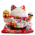New Year Custom LOGO Porcelain 11 Inches Large Big Size Wealth Waving Hand  Ceramic Lucky  Fortune Cat Coin Piggy Bank