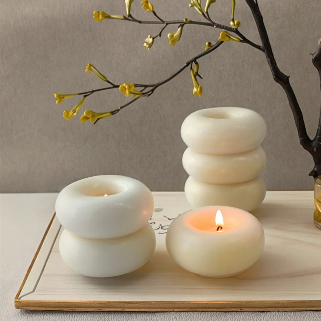 J-2096 Geometric Donut Candle Silicone Molds Three Circles Stacked Le Diy Aromatherapy Plaster Decoration Cake Silicone Mould