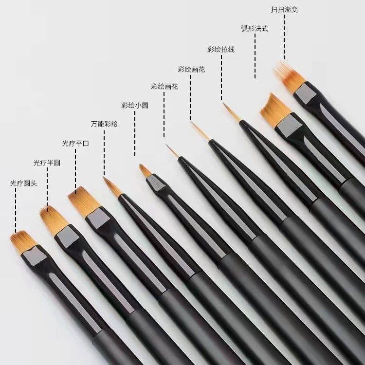 Hot Selling Professional Use UV Gel Nail Art Brush with Nylon Hair and Black Plastic Handle