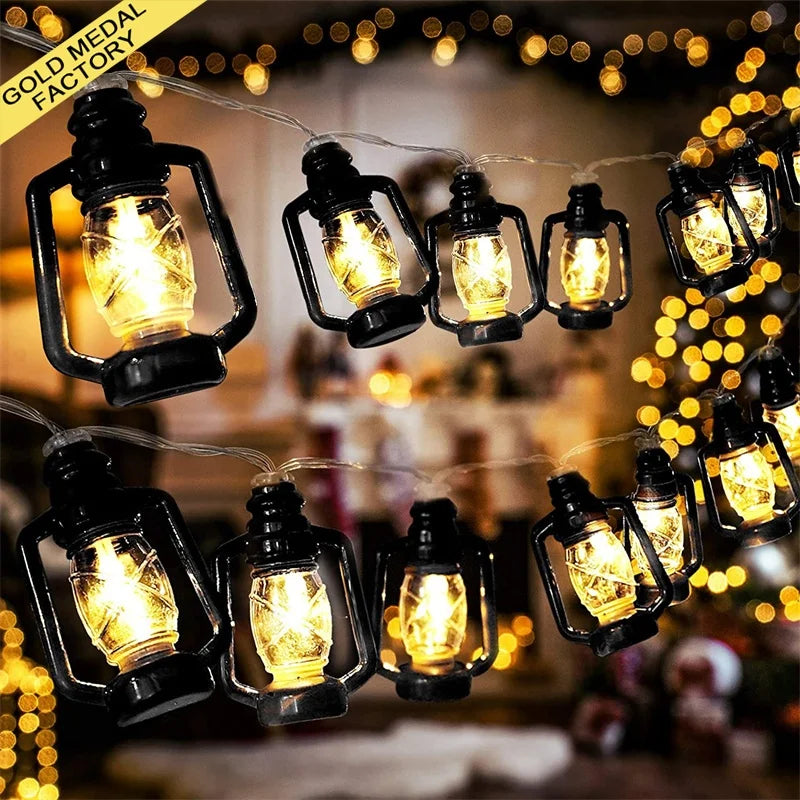 Aid Mubarak Muslim Islam Eid Party Supplies 2025 Ramadan Kerosene Lamp Ornament Eid Moubarak Karte Decorations Lights