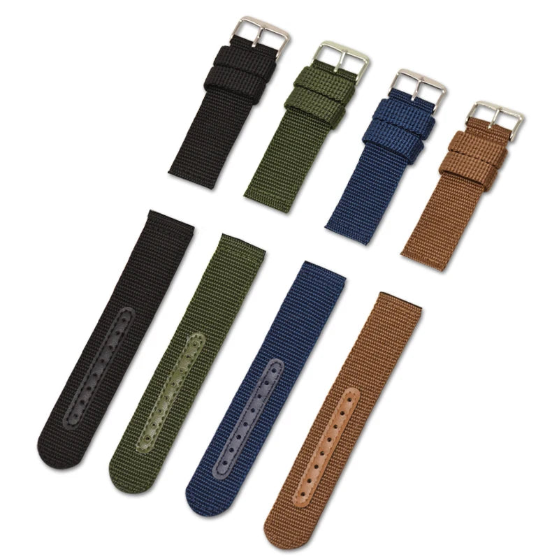 Custom Nylon Watch Band Canvas Watch Straps Replacement Watchbands with Stainless Steel Buckle for Men Women