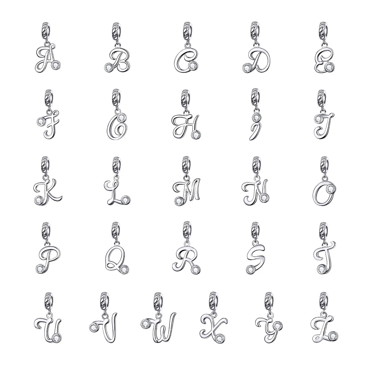Popular Alphabet Pendant for Necklace Making 925 Sterling Silver A-z Letter Alphabet Fine S925 Silver Jewelry Charms for Women