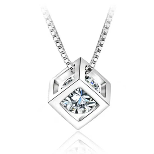 925 Sterling Silver Pendant Pretty E  5A Cubic Zicon Stone Cubic  Pendant Necklace for Valentines' Day Christmas Gift
