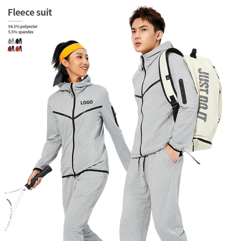 Customization Tech Fleece Windproof Warm Elastic Jogging Fitness Training Wear Men's Sets