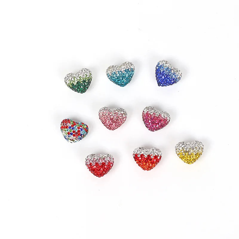 13mm Hot Selling New Design Crystal Glass Beads in Bulk Wholesale Ceramic Crystal Heart Colorful Beads for Jewelry Making