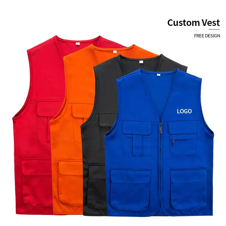 Custom Men Mesh Vest Jacket Work Wear Shirt Construction Waistcoats Clothing Safety Work Vest With Pockets Logo