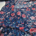 Newest Navy Blue Floral Printed Healthy Mulberry Soft 100% Pure Silk Crinkle Chiffon Fabric for Spring Lady Dress